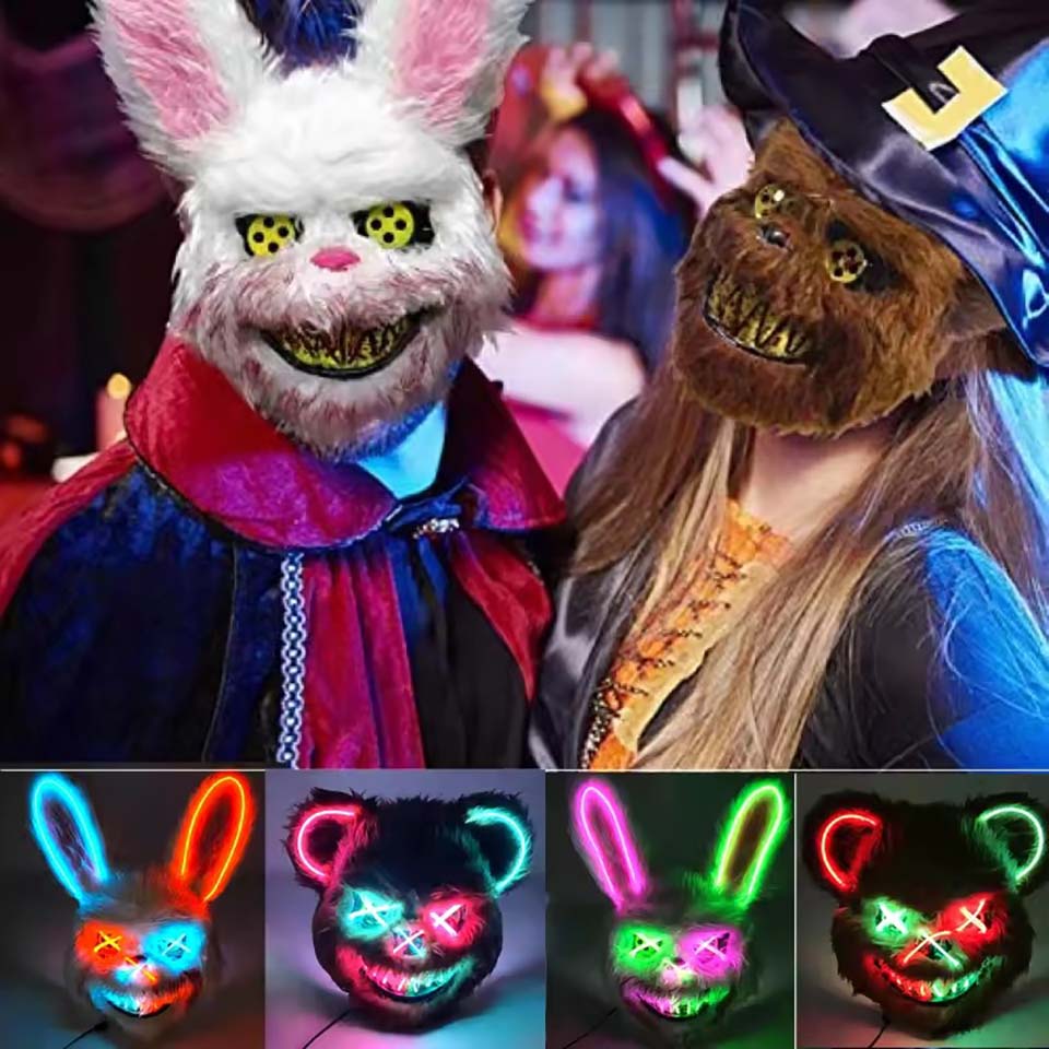 Led Purge Mask Halloween - LED Bloody Rabbit Mask Glowing Killer