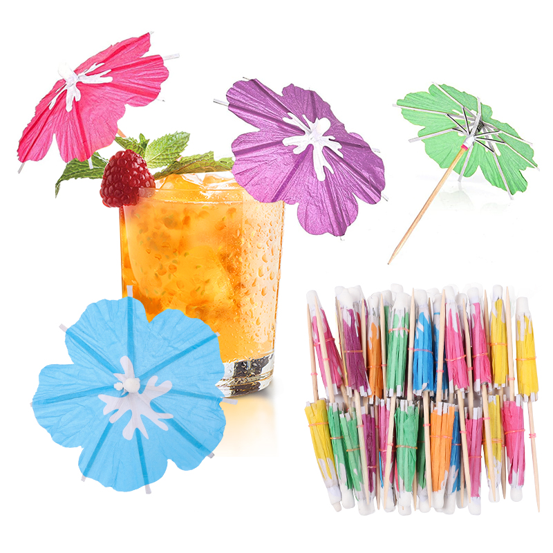 Glow In The Dark Party Glasses - 30/50pcs Umbrella Cocktail Picks for Hawaiian