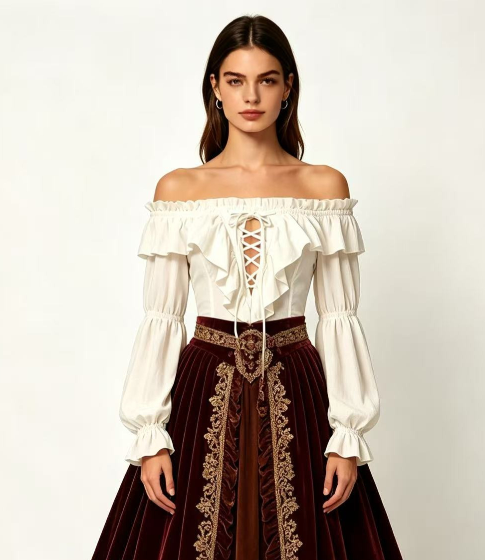 Pirate Blouse Women Medieval P - Costumes ulasan dan harga