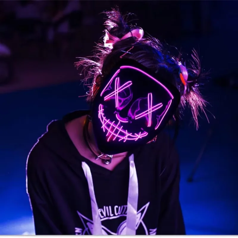 Wireless Neon LED Purge Mask G - Led Purge Mask Halloween ulasan dan harga