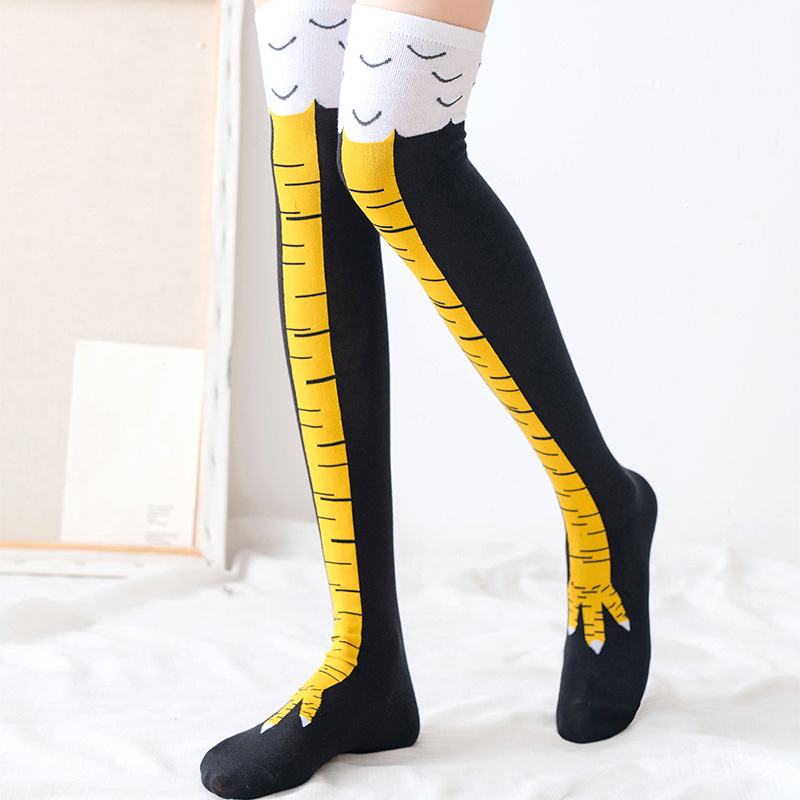 1Pairs Women Print Knee High S - Funny Chicken Leg Socks ulasan dan harga