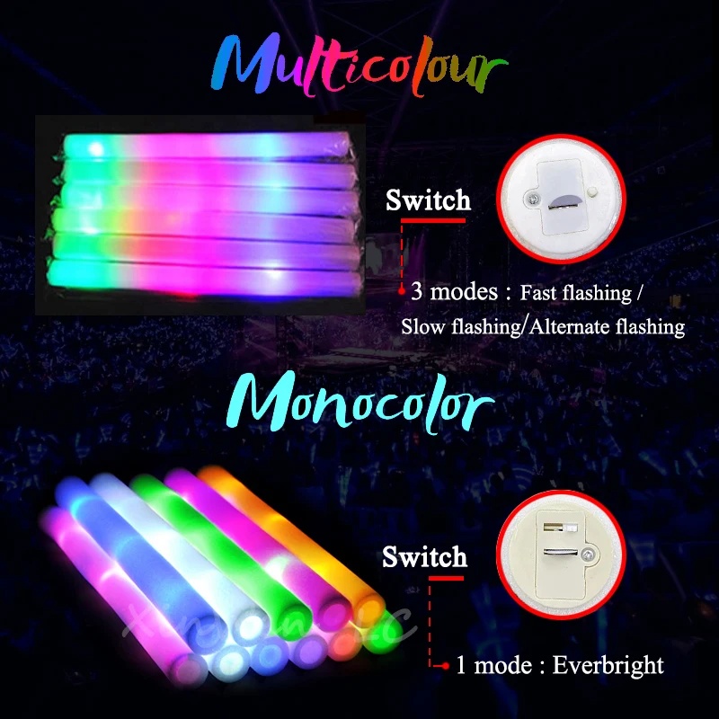 1/15/30Pcs Colourful Flashing  - Flashing Led Foam Sticks Party ulasan dan harga