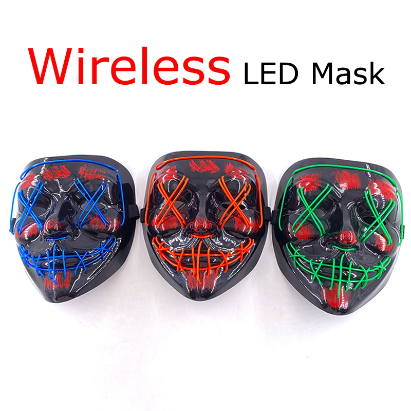 Wireless Neon LED Purge Mask G - Led Purge Mask Halloween ulasan dan harga