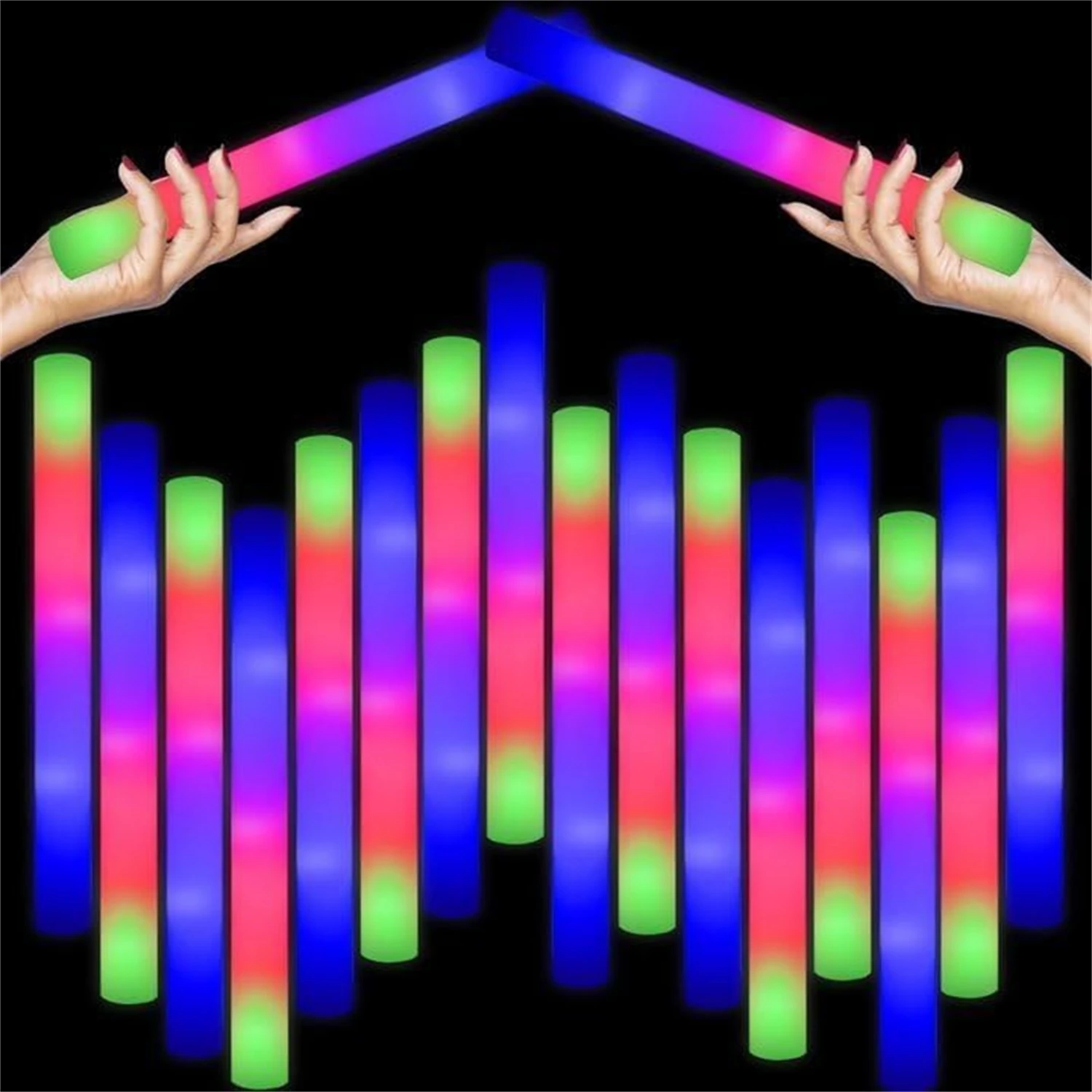 50Pcs LED Foam Glow Sticks 8~1 - Flashing Led Foam Sticks Party ulasan dan harga