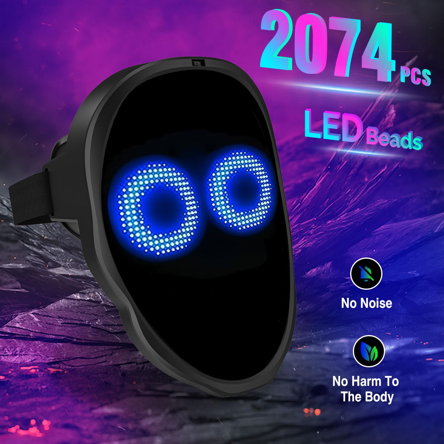 Party LED Light up Mask Gestur - Led Purge Mask Halloween ulasan dan harga