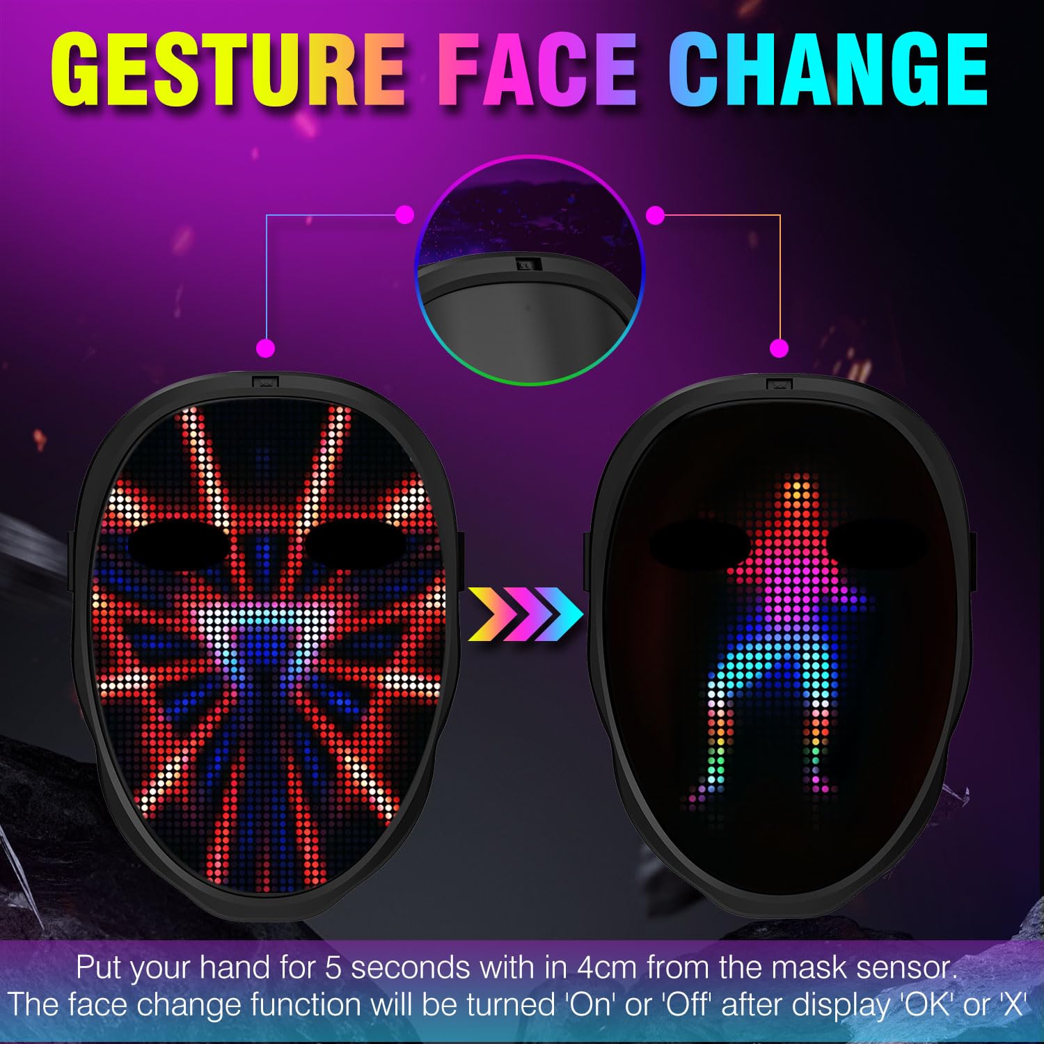 Party LED Light up Mask Gestur - Led Purge Mask Halloween ulasan dan harga