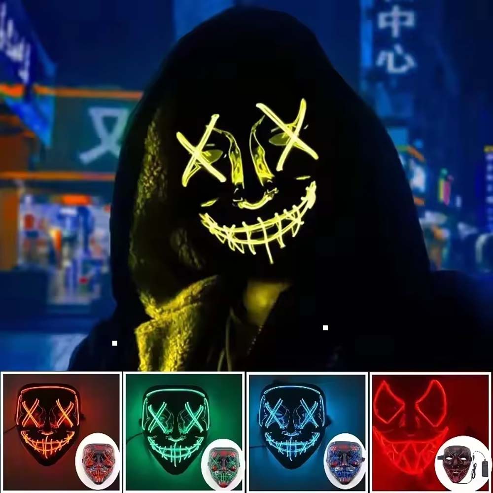 Wireless Neon LED Purge Mask G - Led Purge Mask Halloween ulasan dan harga