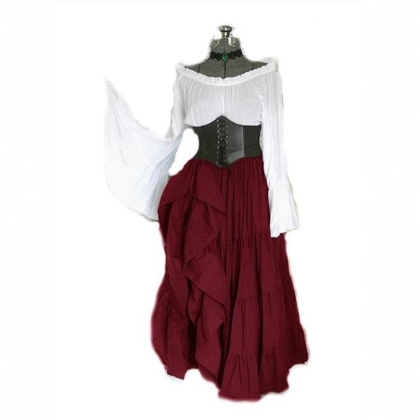 High Waist Long Sleeve Dress C - Costumes ulasan dan harga