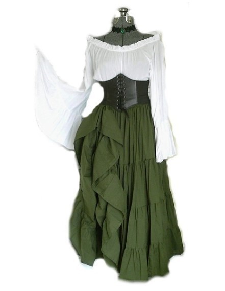 High Waist Long Sleeve Dress C - Costumes ulasan dan harga