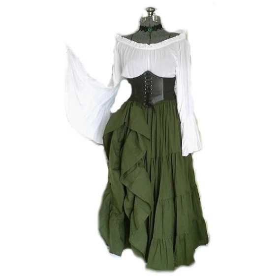 High Waist Long Sleeve Dress C - Costumes ulasan dan harga
