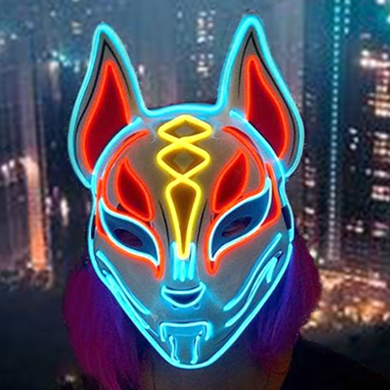 Glowing  Demon Slayer Mask Cos - Led Purge Mask Halloween ulasan dan harga