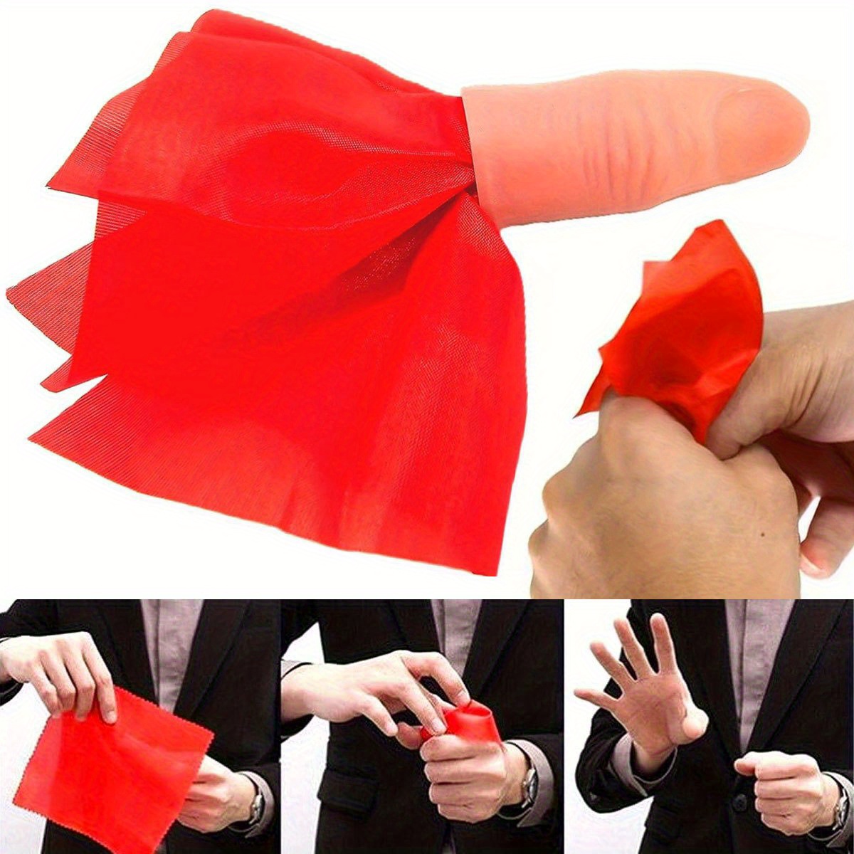 1set Scarf-Vanish Magic Thumb  - Thumb Tip Magic Trick Set ulasan dan harga