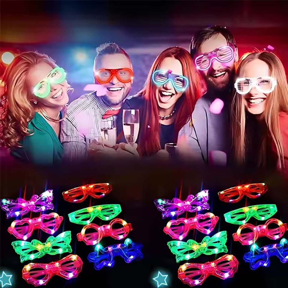 10/20/30/40/50 Pcs LED Light U - Glow In The Dark Party Glasses ulasan dan harga