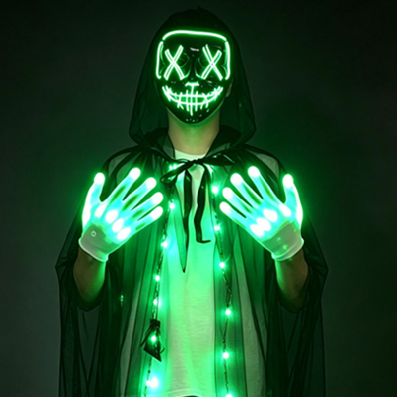 LED Skull Mask Light Up Gloves - Led Purge Mask Halloween ulasan dan harga