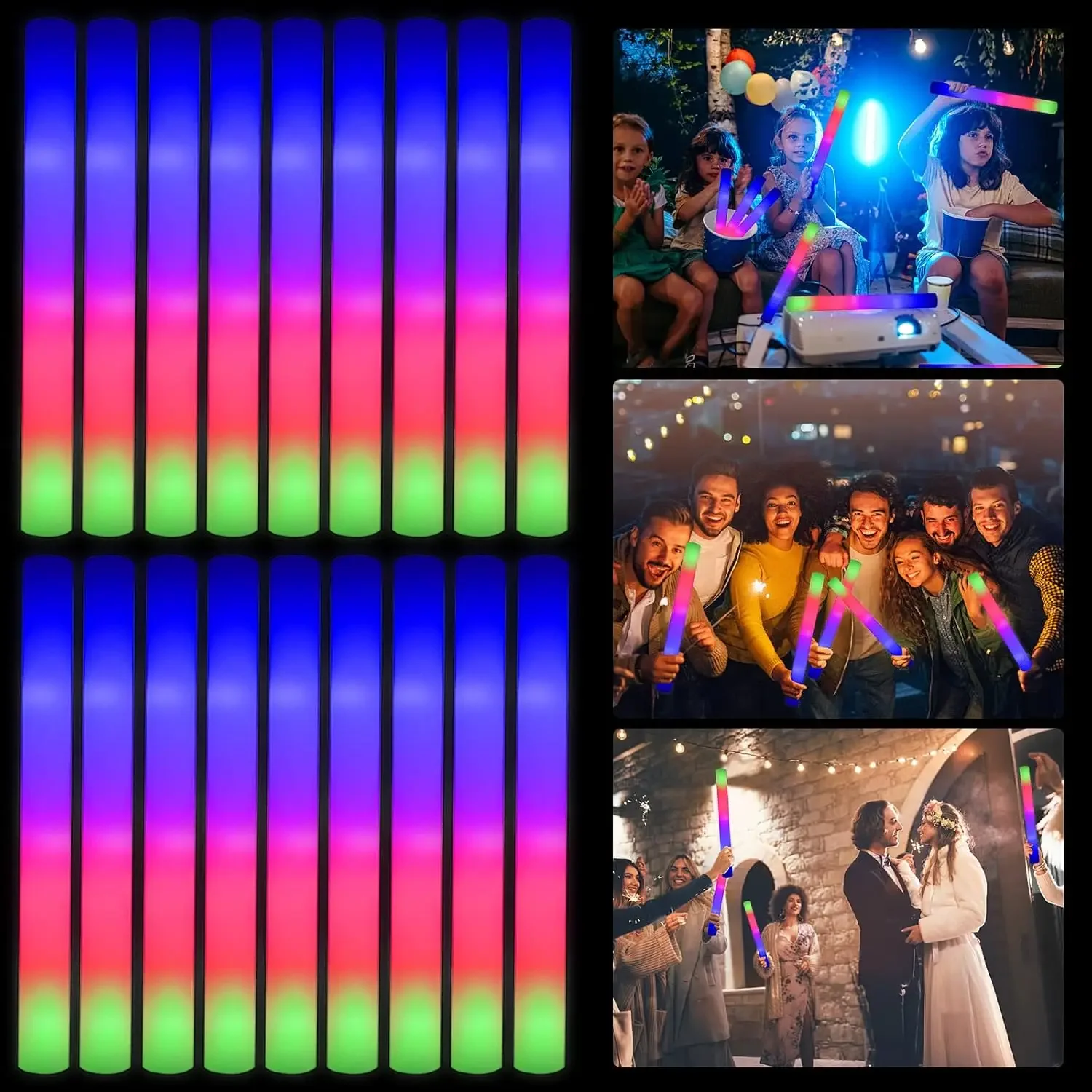 2Z-50PCS Led Foam Glow Sticks  - Flashing Led Foam Sticks Party ulasan dan harga