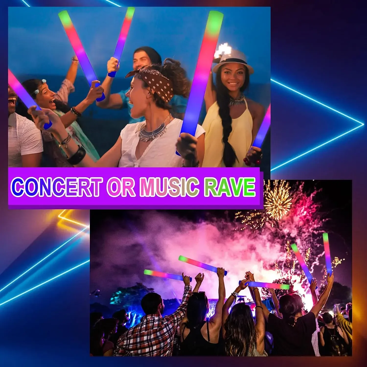 2Z-50PCS Led Foam Glow Sticks  - Flashing Led Foam Sticks Party ulasan dan harga