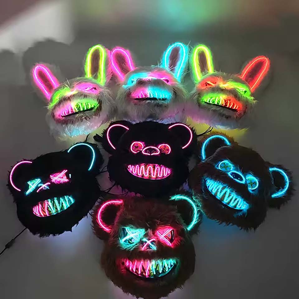 LED Bloody Rabbit Mask Glowing - Led Purge Mask Halloween ulasan dan harga
