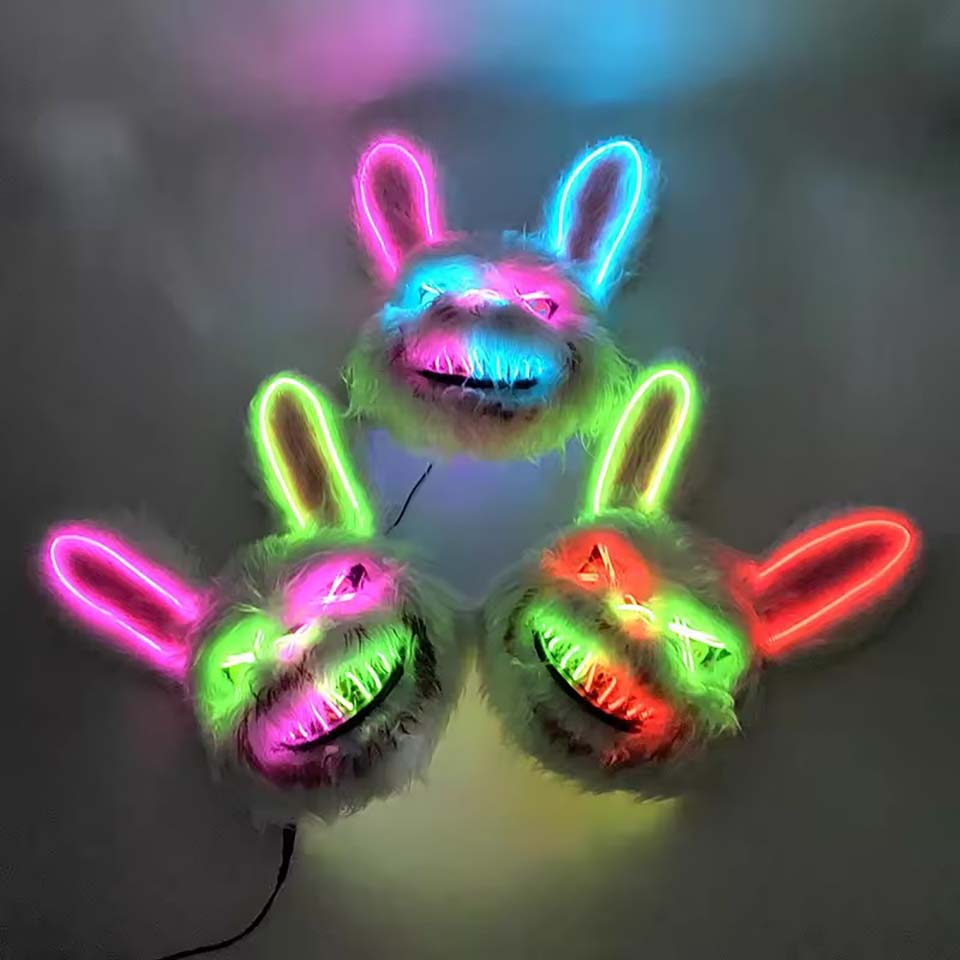 LED Bloody Rabbit Mask Glowing - Led Purge Mask Halloween ulasan dan harga