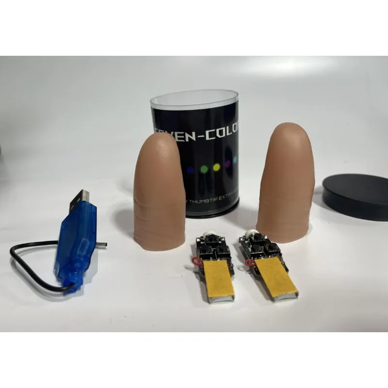 Seven Colors LED Light Thumb T - Thumb Tip Magic Trick Set ulasan dan harga