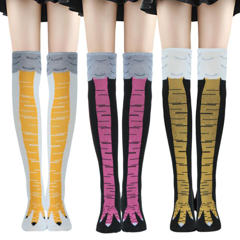 1-4 Pairs Women Knee High Sock - Funny Chicken Leg Socks ulasan dan harga